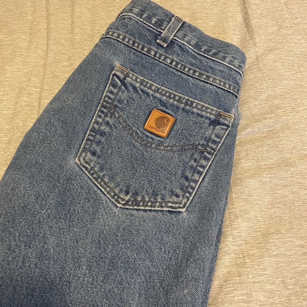 Carhartt Classic Blue Jeans with Logo Patch 36 X 32